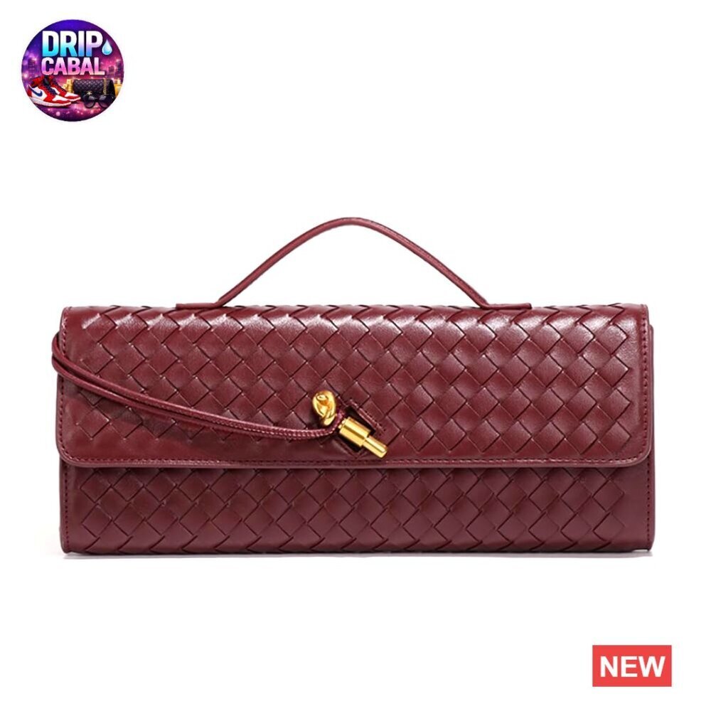 Elegant Evening Clutch Vegan Leather Crossbody Satchel Shoulder Bag Woven